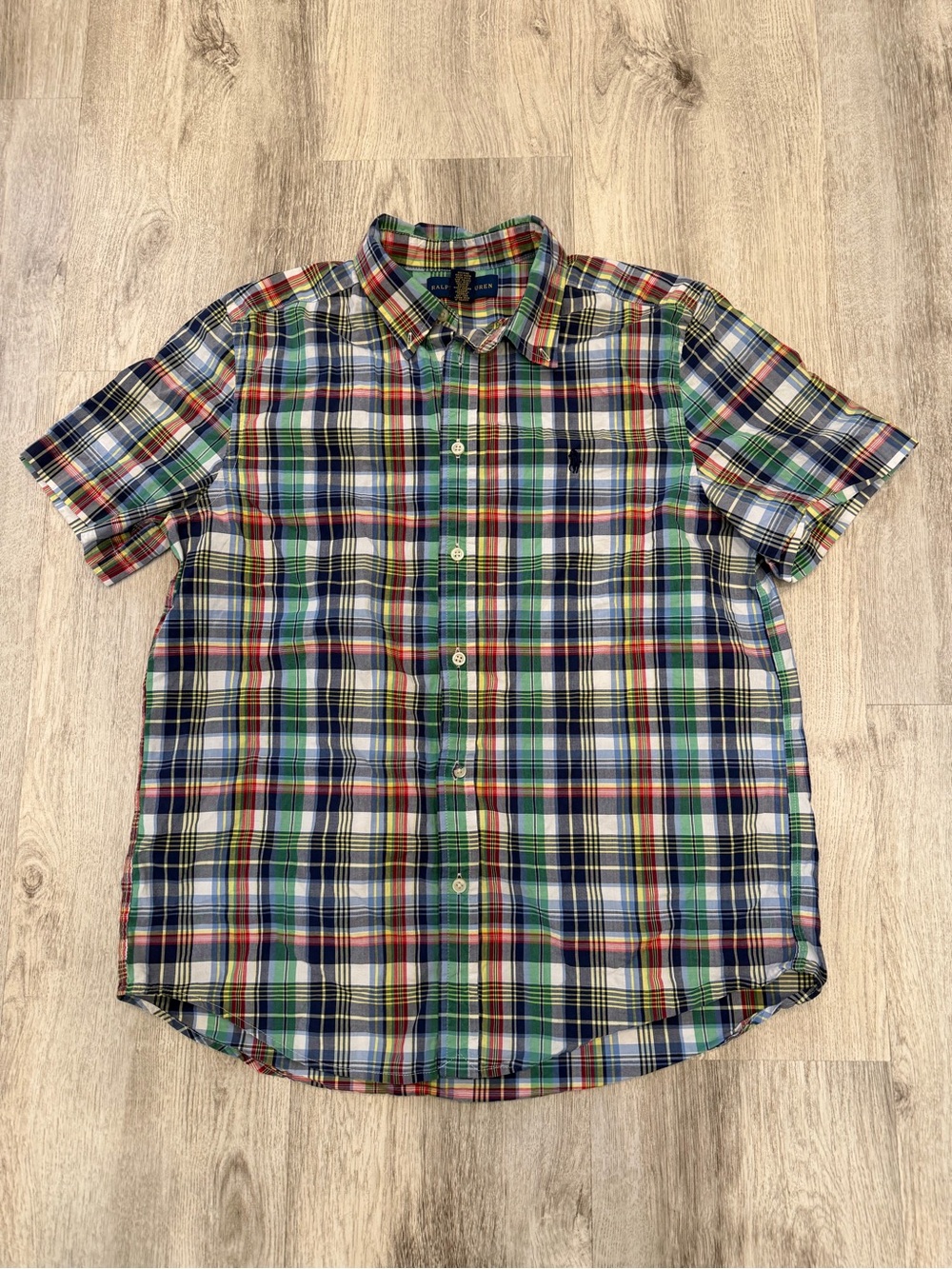 Ralph Lauren Multicolor Plaid Short Sleeve Button Down Shirt XL 18-20